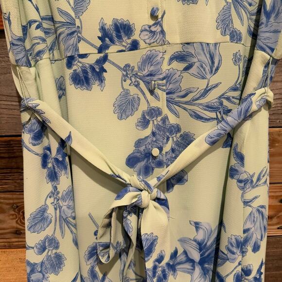 NWT Talbots Bright Floral Short Sleeve Button Front Midi Dress Green/Blue Sz 14 - Picture 6 of 14
